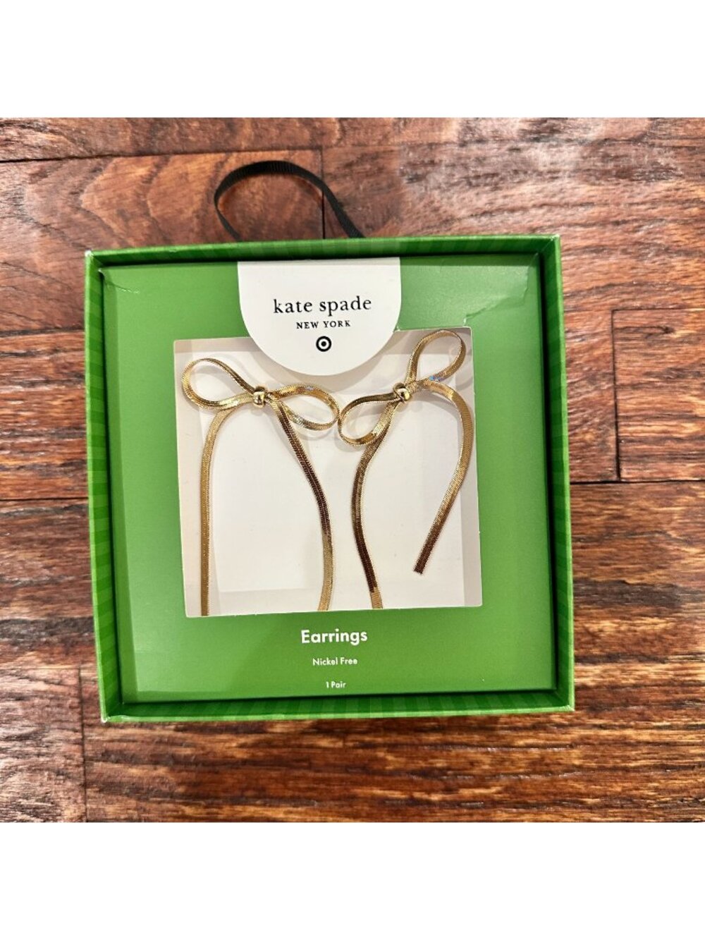 NWT, Kate spade X Target Gold Bow Linear drop stud Earrings